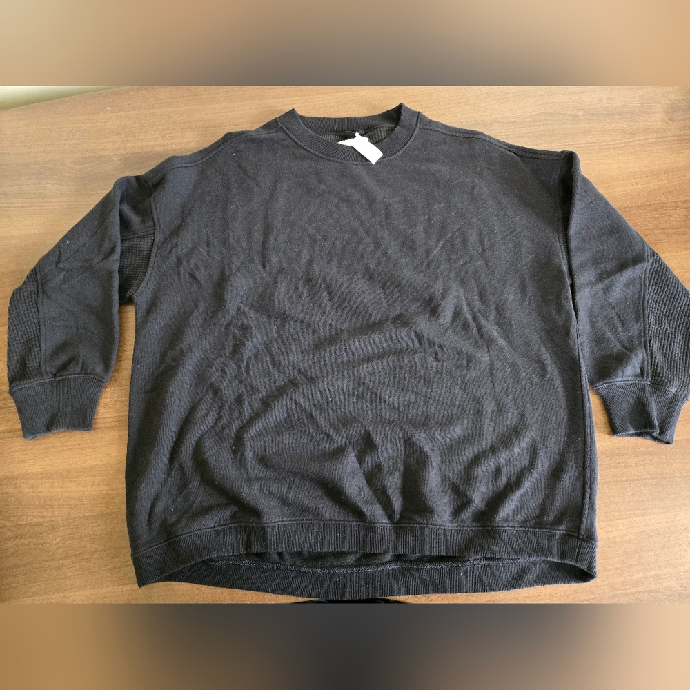 Aerie Getaway Crewneck Sweatshirt - L - Black - NWT